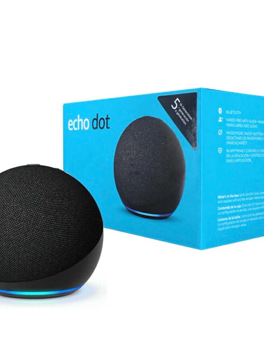 Amazon Echo Dot Portable Smart Speaker - Black with Blue LED